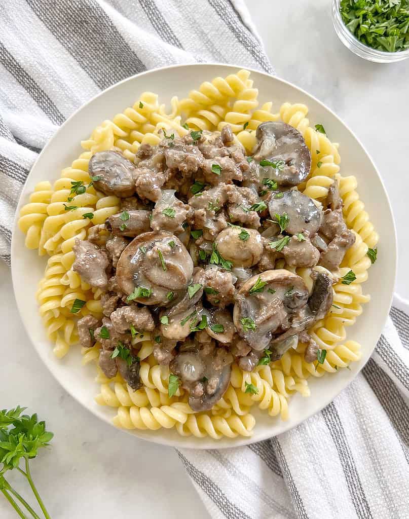 easy dairy free beef stroganoff