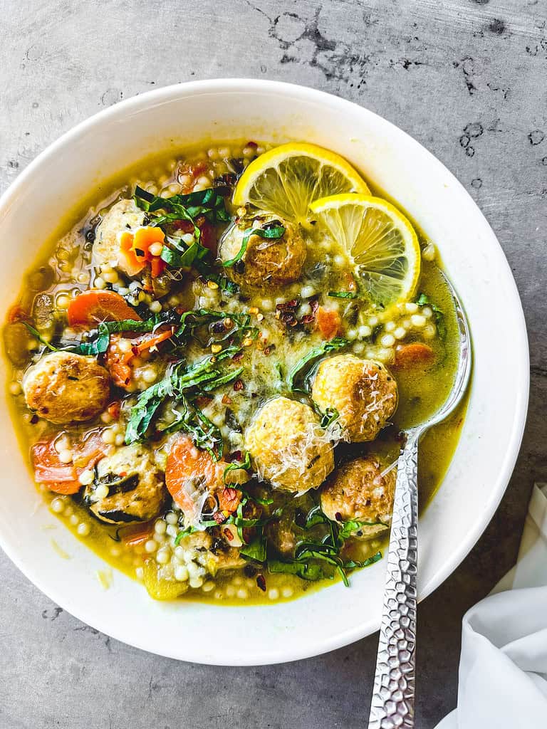 easy italian wedding soup with chicken meatballs