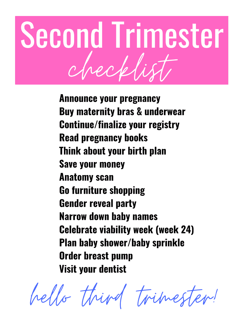 second trimester to do list pregnancy checklist