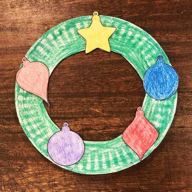 Christmas paper plate wreath craft