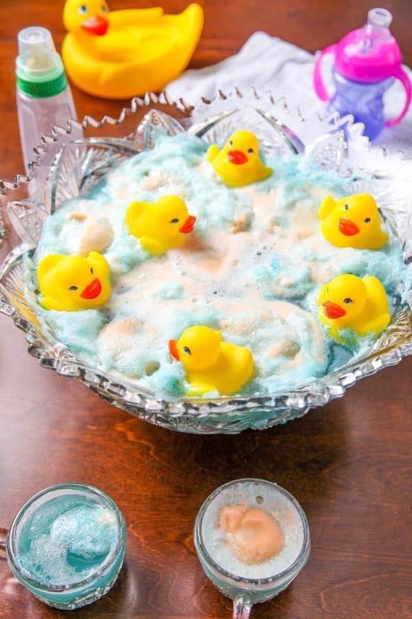 blue baby shower punch with ducks