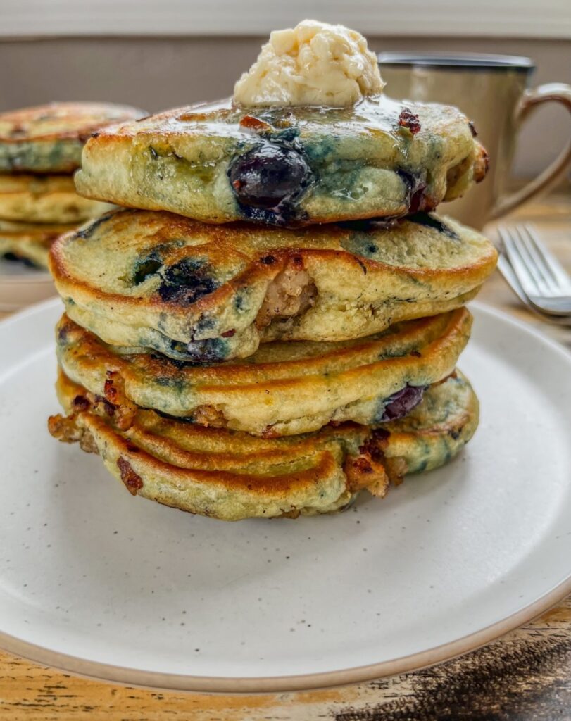 blueberry and sausage stuffed pancakes